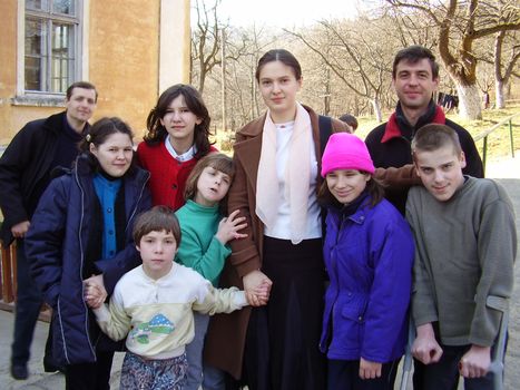 Students of Ukrainian fraternity in Boryslav special school for ill kids