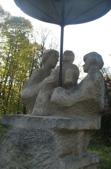 Truskavets park near the healing waters "Naftusia" full of sculptures